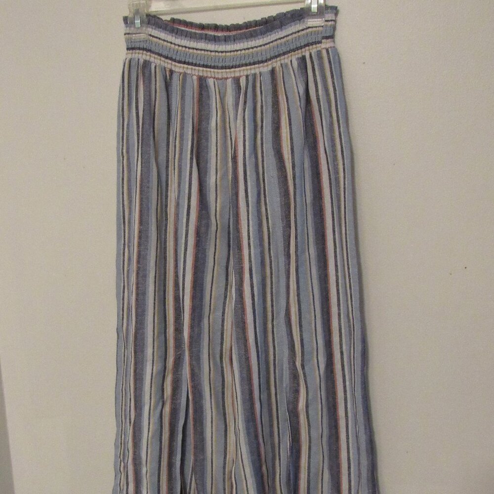 Land n' Sea Linen Blend Split Front Wide Leg Pants Meduim Lounge Beachy Comfront